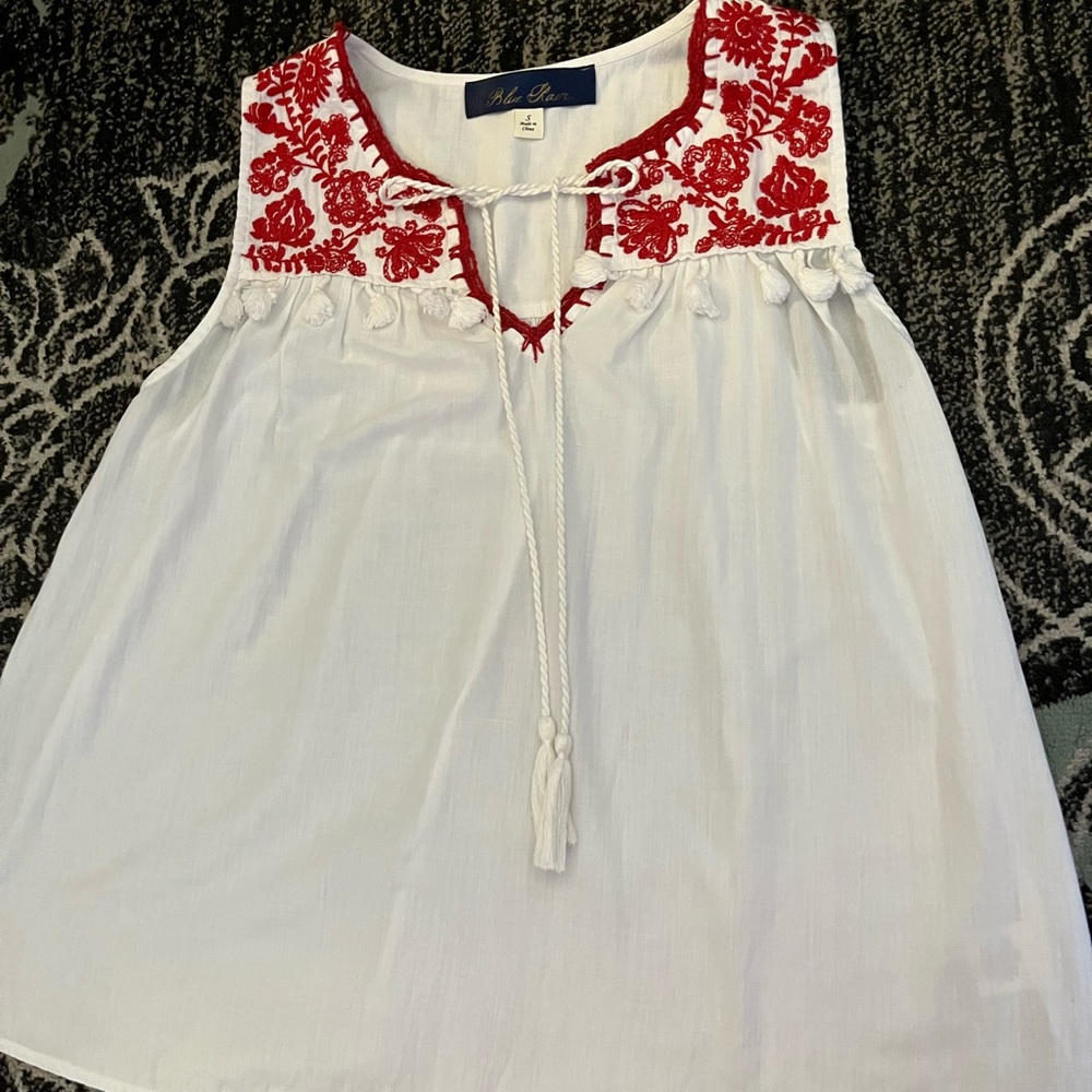 Red and and white top